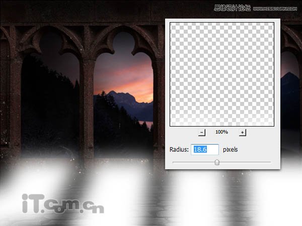Photoshop绘制古城堡阳台夕阳景色,PS教程,图老师教程网