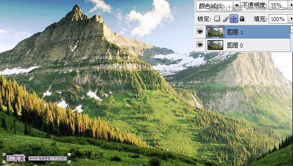Photoshop把山峰照片转化成雪山效果,PS教程,图老师教程网