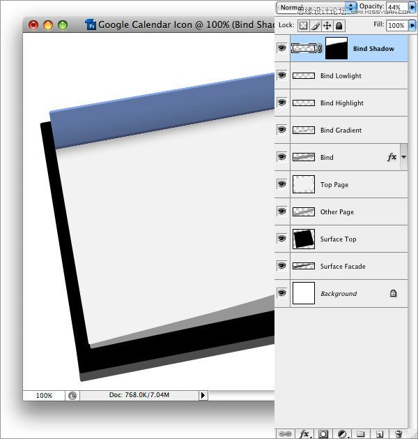 Photoshop制作立体效果的日历图标,PS教程,图老师教程网