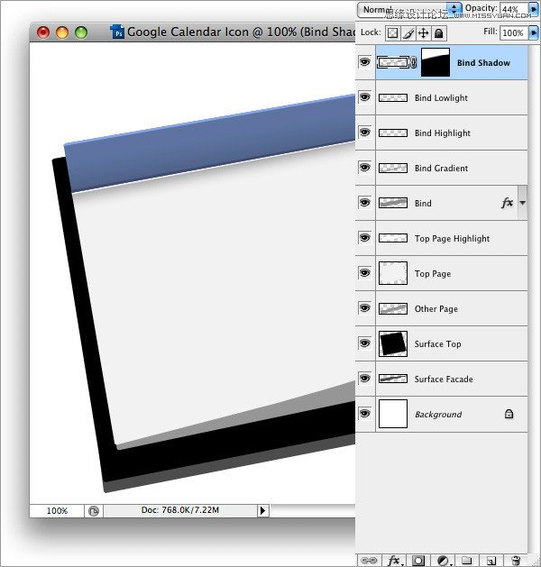 Photoshop制作立体效果的日历图标,PS教程,图老师教程网
