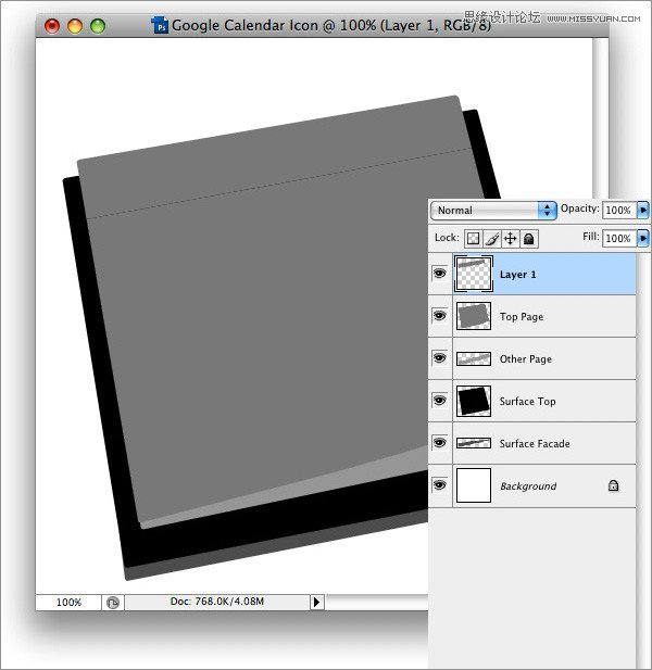 Photoshop制作立体效果的日历图标,PS教程,图老师教程网