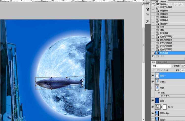 Photoshop合成科幻场景中游过的鲸鱼,PS教程,图老师教程网