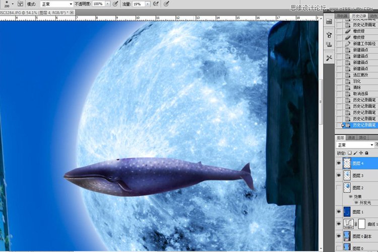 Photoshop合成科幻场景中游过的鲸鱼,PS教程,图老师教程网