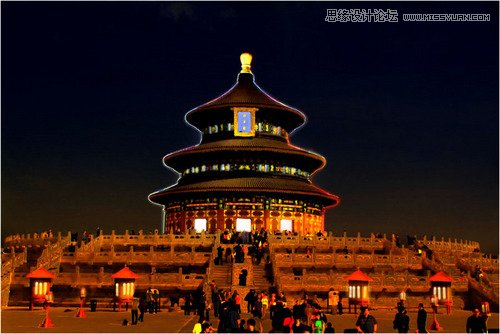 Photoshop调出天安门照片夜景效果,PS教程,图老师教程网