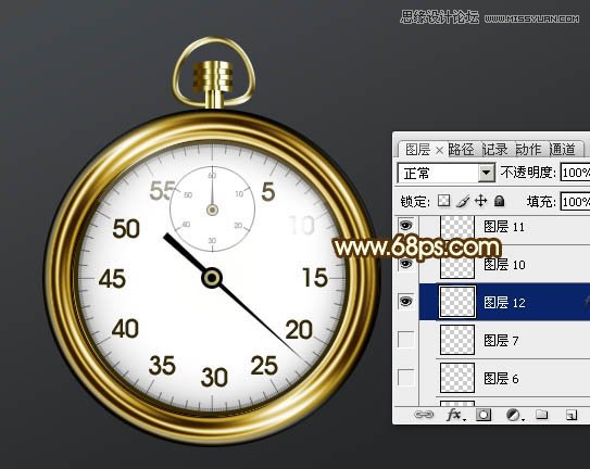 Photoshop绘制金属质感的钟表效果图,PS教程,图老师教程网
