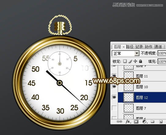 Photoshop绘制金属质感的钟表效果图,PS教程,图老师教程网