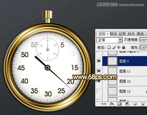Photoshop绘制金属质感的钟表效果图,PS教程,图老师教程网