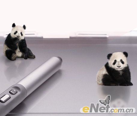 Photoshop设计手绘板上面走动的熊猫场景,PS教程,图老师教程网