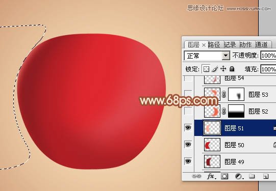 Photoshop绘制立体感效果的红苹果,PS教程,图老师教程网