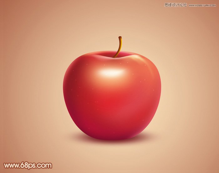 Photoshop绘制立体感效果的红苹果,PS教程,图老师教程网