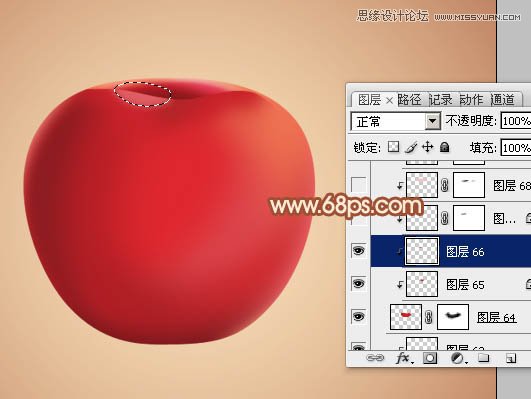 Photoshop绘制立体感效果的红苹果,PS教程,图老师教程网