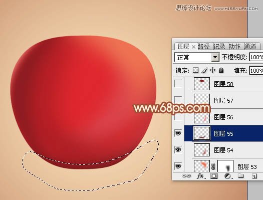 Photoshop绘制立体感效果的红苹果,PS教程,图老师教程网