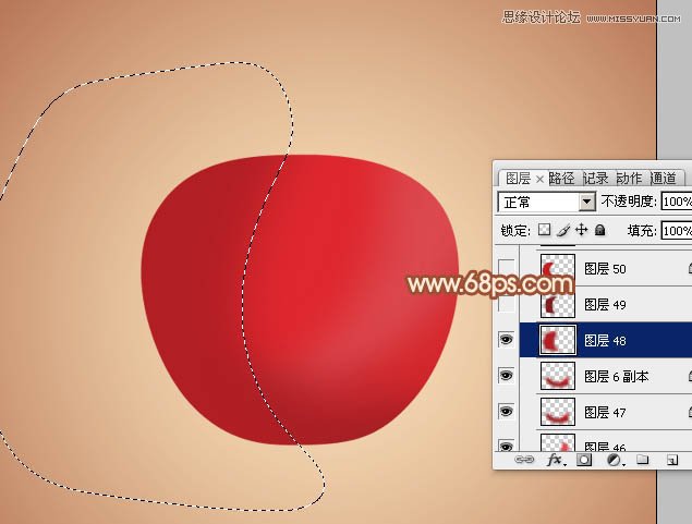 Photoshop绘制立体感效果的红苹果,PS教程,图老师教程网