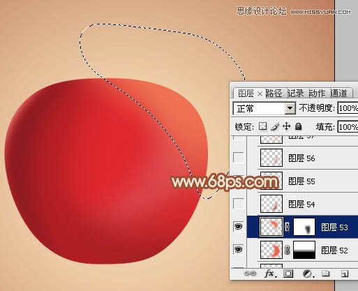 Photoshop绘制立体感效果的红苹果,PS教程,图老师教程网