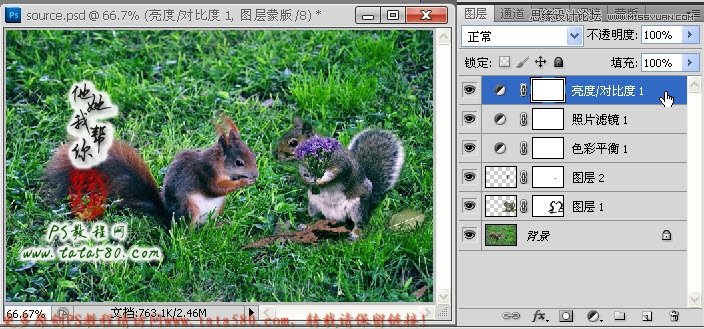 Photoshop合成拿着花朵正在求爱的松鼠,PS教程,图老师教程网