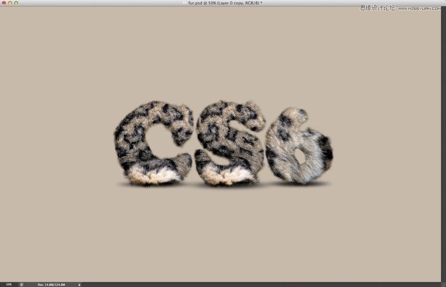 Photoshop制作动物毛发效果的艺术字教程,PS教程,图老师教程网