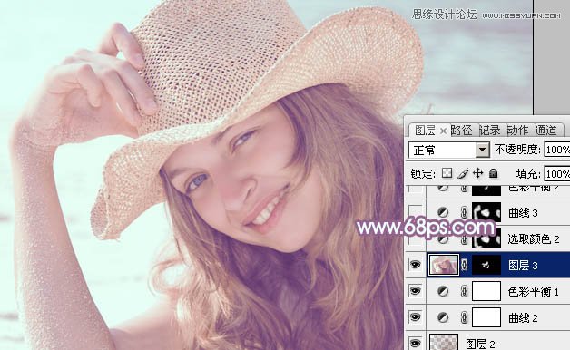 Photoshop给外景国外美女添加柔美的粉红效果,PS教程,图老师教程网