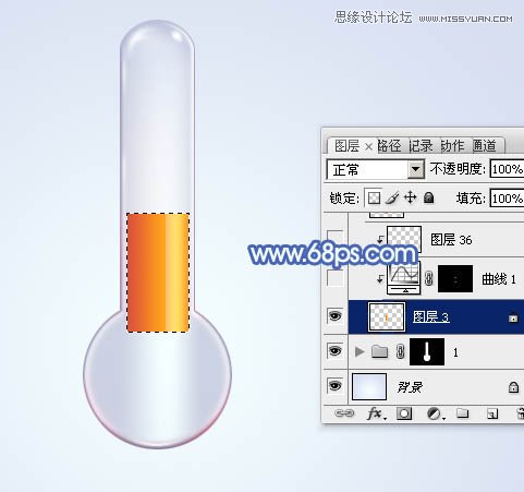 Photoshop绘制水晶玻璃质感的温度计,PS教程,图老师教程网