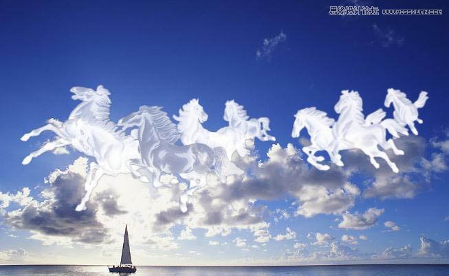 Photoshop合成在天空中驰骋的水晶白马,PS教程,图老师教程网