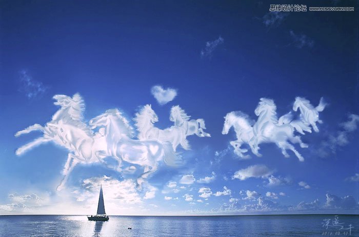 Photoshop合成在天空中驰骋的水晶白马,PS教程,图老师教程网