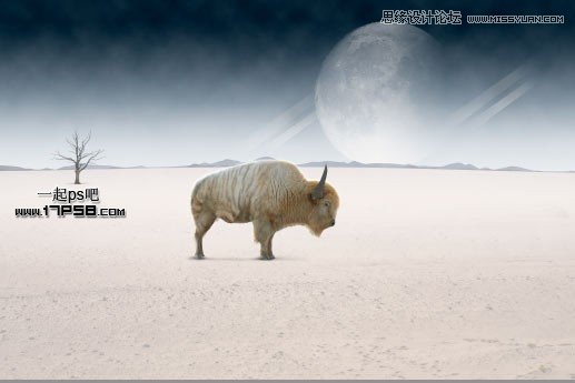 Photoshop合成外星球上雪地里爬行的犀牛,PS教程,图老师教程网