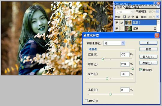 Photoshop调出秋季美女暖色调,PS教程,图老师教程网