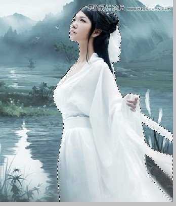 Photoshop制作中国风画卷美女场景,PS教程,图老师教程网