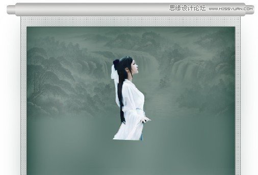 Photoshop制作中国风画卷美女场景,PS教程,图老师教程网