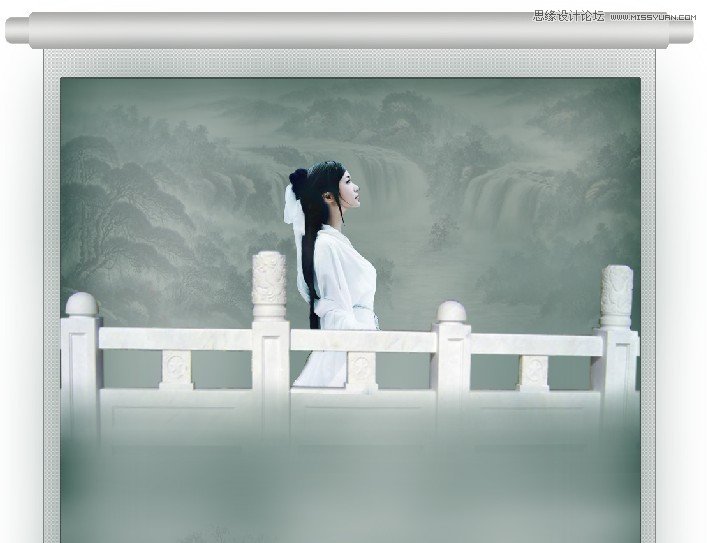 Photoshop制作中国风画卷美女场景,PS教程,图老师教程网