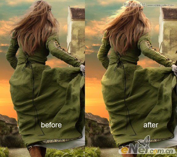 Photoshop合成在夕阳中奔跑的美女场景,PS教程,图老师教程网