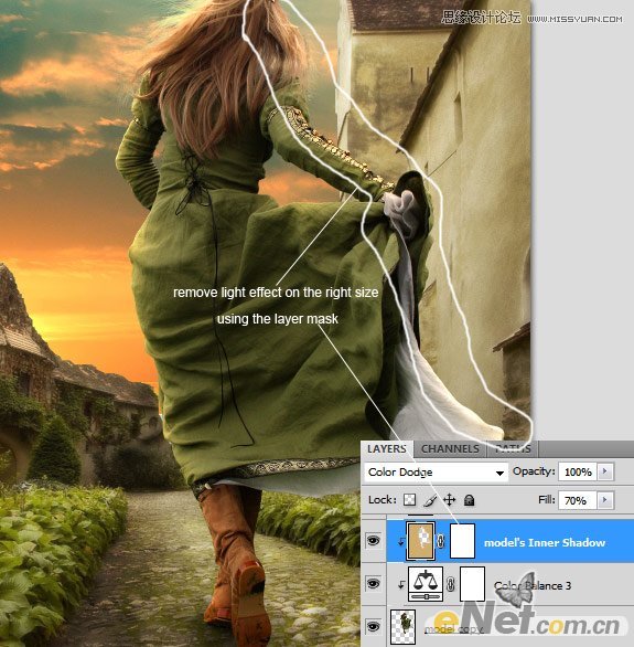 Photoshop合成在夕阳中奔跑的美女场景,PS教程,图老师教程网