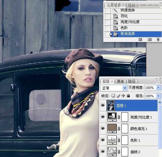 Photoshop调出欧美人像质感青色效果
