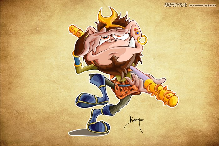 Illustrator绘制卡通风格的孙悟空