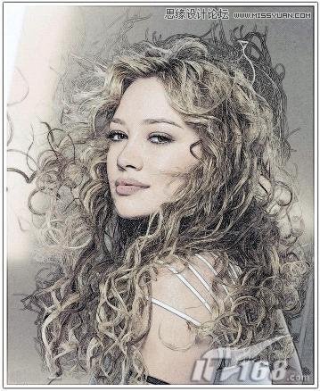 Photoshop调出美女照片唯美的水彩素描效果