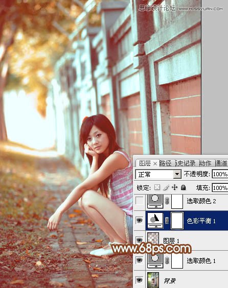 Photoshop制作围墙边女孩甜美的橙色调