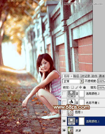 Photoshop制作围墙边女孩甜美的橙色调