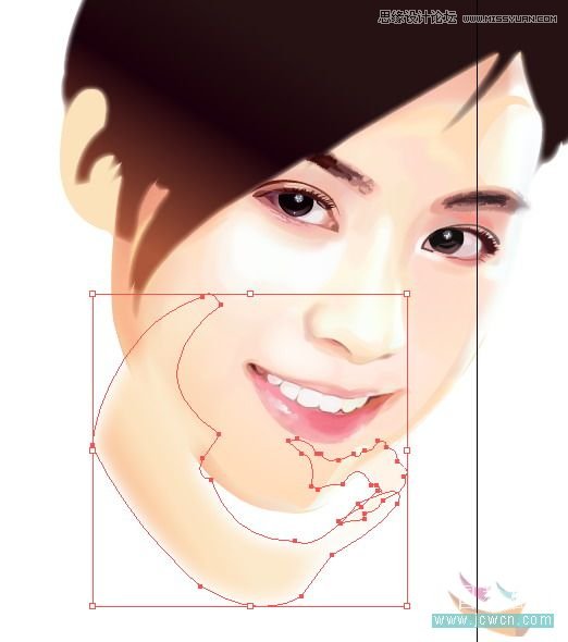 Illustrator网格工具绘制写实美女教程
