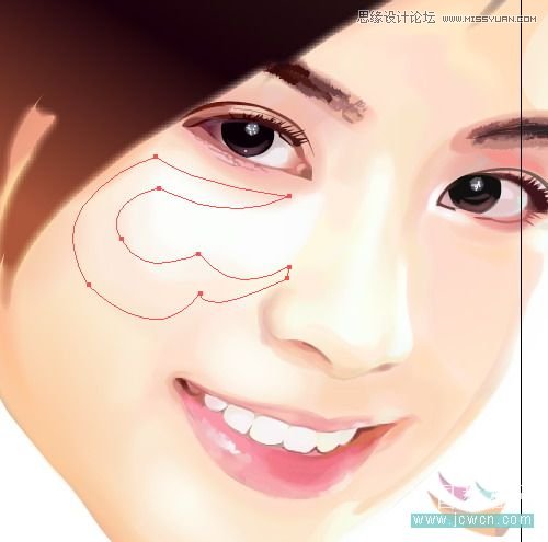 Illustrator网格工具绘制写实美女教程