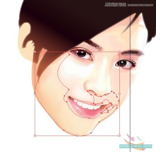 Illustrator网格工具绘制写实美女教程