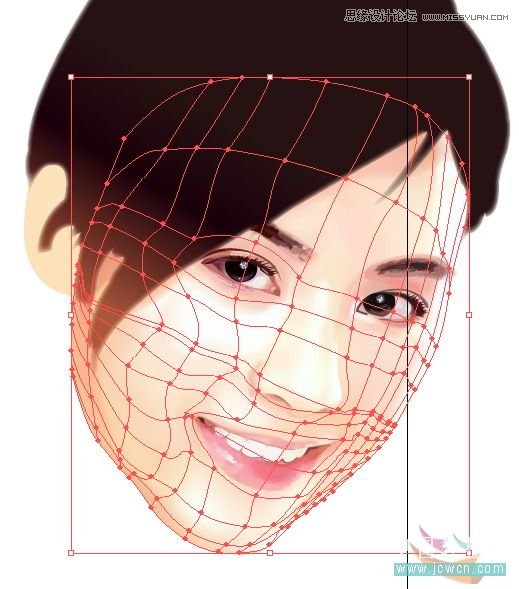 Illustrator网格工具绘制写实美女教程
