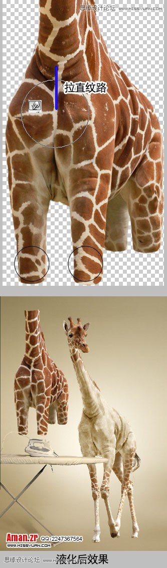 Photoshop创意设计给自己熨衣服的长颈鹿