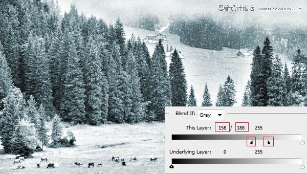 Photoshop把风景照调成雪景效果