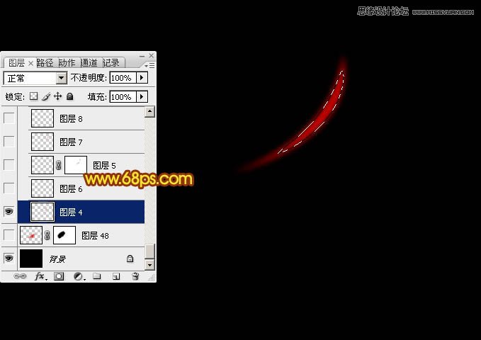 Photoshop设计梦幻光线效果的火焰翅膀