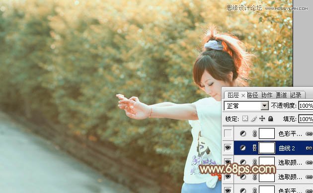 Photoshop调出外景女孩秋季淡黄色调