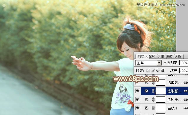 Photoshop调出外景女孩秋季淡黄色调