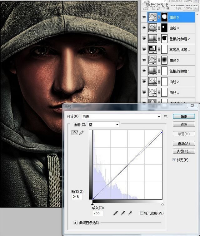 Photoshop给国外帅哥照片添加质感的铜色效果