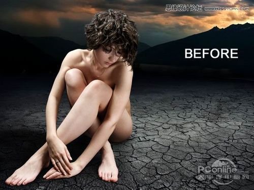 <a href=http://www.cnwebshow.com/http://www.cnwebshow.com/edu/photoshop/ target=_blank class=infotextkey>Photoshop</a>合成坐在干涸土地上沉思女人,PS教程