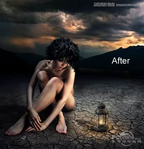 <a href=http://www.cnwebshow.com/http://www.cnwebshow.com/edu/photoshop/ target=_blank class=infotextkey>Photoshop</a>合成坐在干涸土地上沉思女人,PS教程