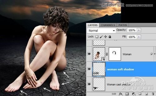 <a href=http://www.cnwebshow.com/http://www.cnwebshow.com/edu/photoshop/ target=_blank class=infotextkey>Photoshop</a>合成坐在干涸土地上沉思女人,PS教程
