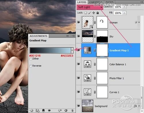 <a href=http://www.cnwebshow.com/http://www.cnwebshow.com/edu/photoshop/ target=_blank class=infotextkey>Photoshop</a>合成坐在干涸土地上沉思女人,PS教程